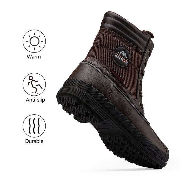 Men's Insulated Snow Boots - DARK BROWN - 3